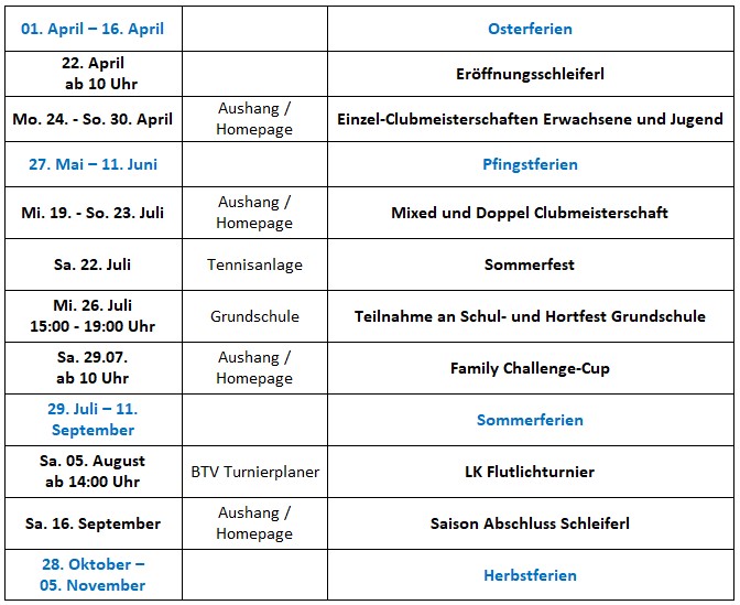 Veranstaltungskalender 2023